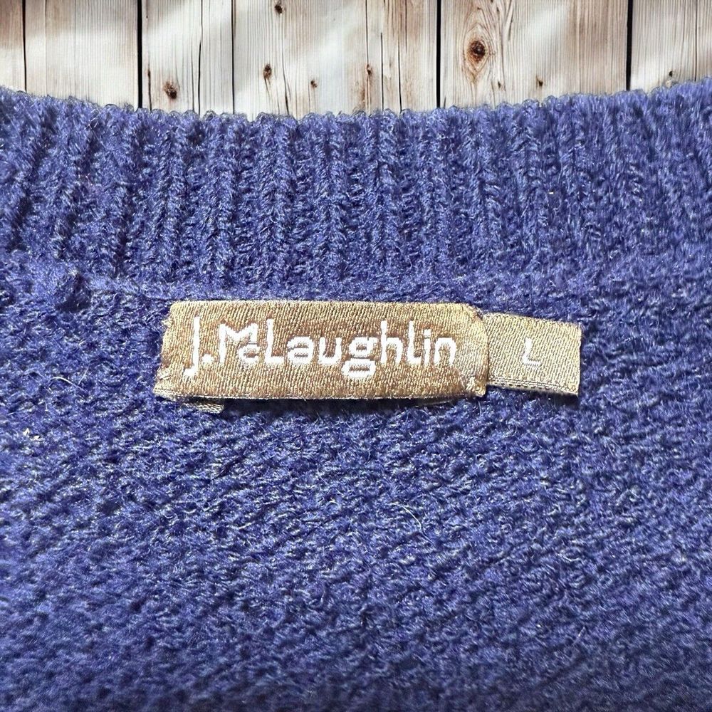 J McLaughlin Wool Sweater Men's Large V Neck Base‎ Layer Basic Navy Blue - Picture 4 of 6
